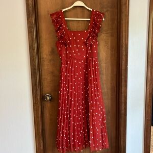 ASOS Size 8 Maternity polka dot pleated red dress NWOT